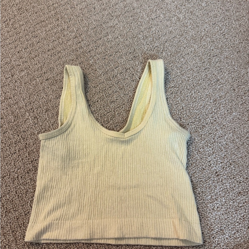 Out from Under by Urban Outfitters Yellow  Ribbed Tank Top